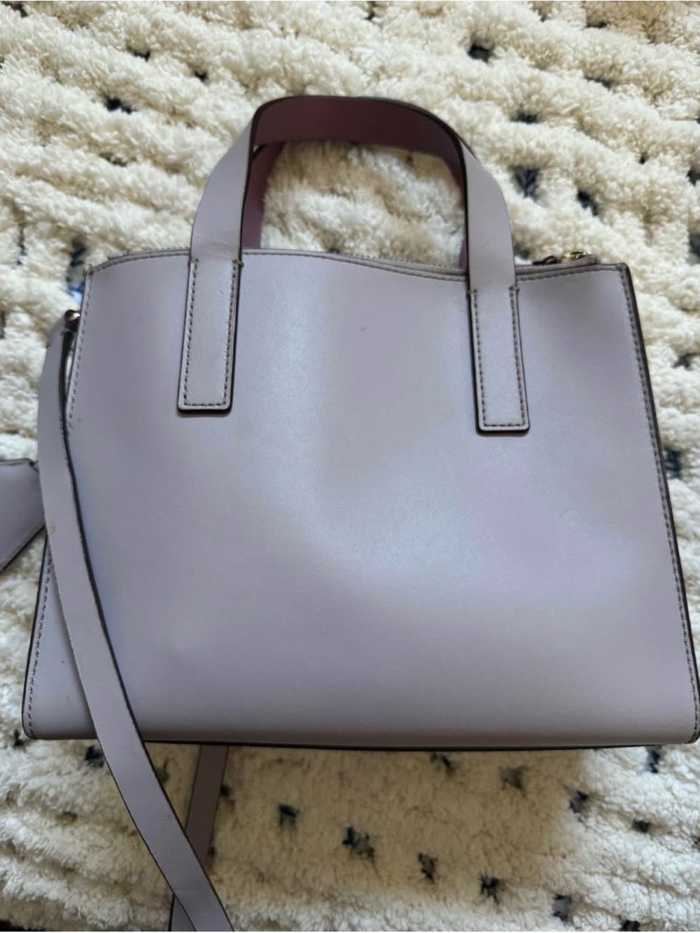 kate spade taupe satchel with gold-tone plaque View 3